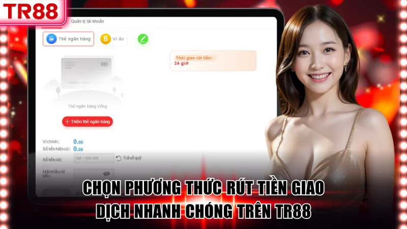 Chọn phương thức rút tiền giao dịch nhanh chóng trên TR88
